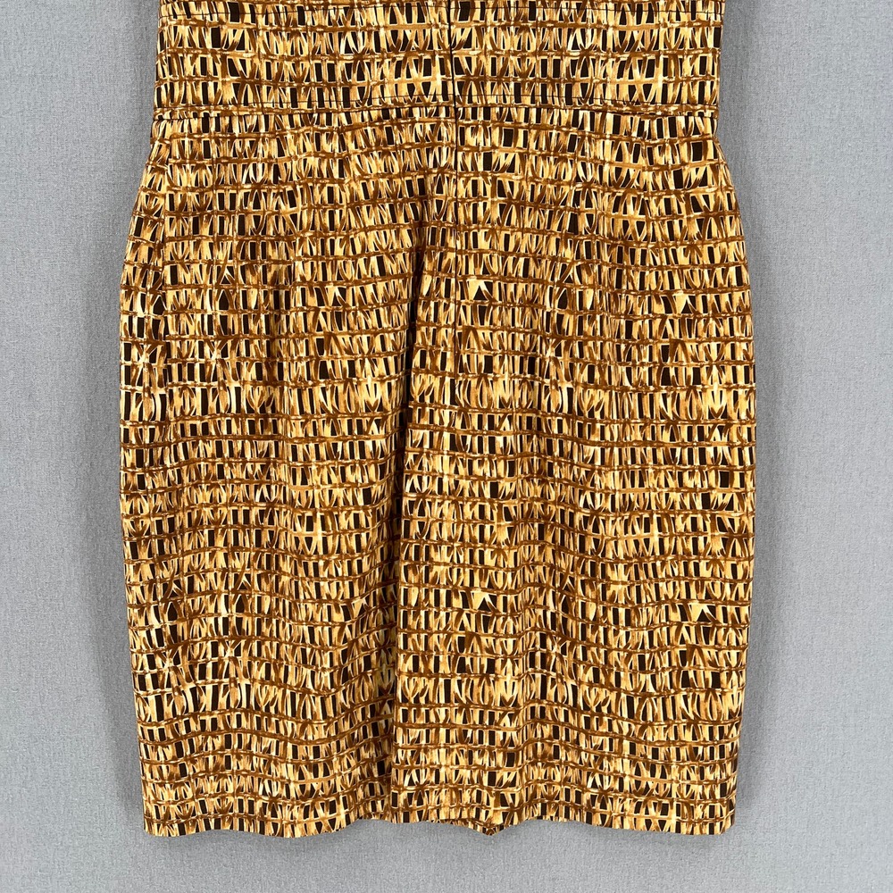 CHETTA B Vintage Dress Womens 4 Tan Brown Cotton Square Neck Sleeveless Sheath - Picture 12 of 16